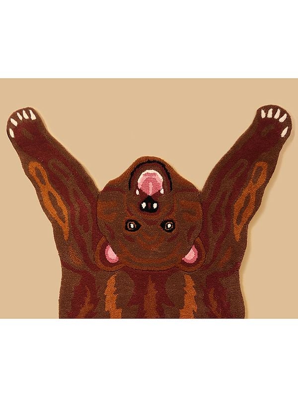Exotic India Cocoa-Brown Handmade Tufted Polar Bear Yogic Asana Mat From Mirzapur