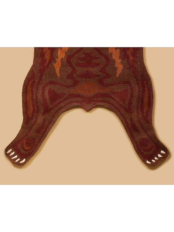Exotic India Cocoa-Brown Handmade Tufted Polar Bear Yogic Asana Mat From Mirzapur