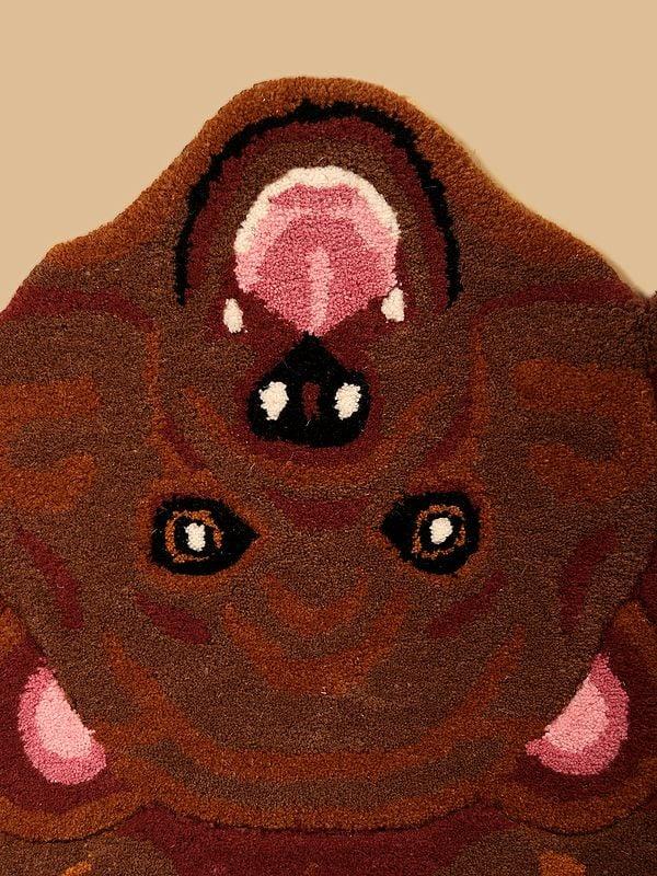Exotic India Cocoa-Brown Handmade Tufted Polar Bear Yogic Asana Mat From Mirzapur