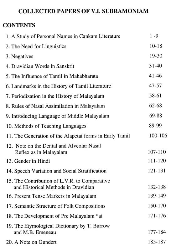 Exotic India Collected Papers Of V. I. Subramoniam (Volume- 1) 