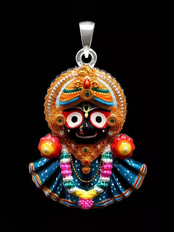 exotic india Colorful Enamelled Lord Jagannath Pendant 
