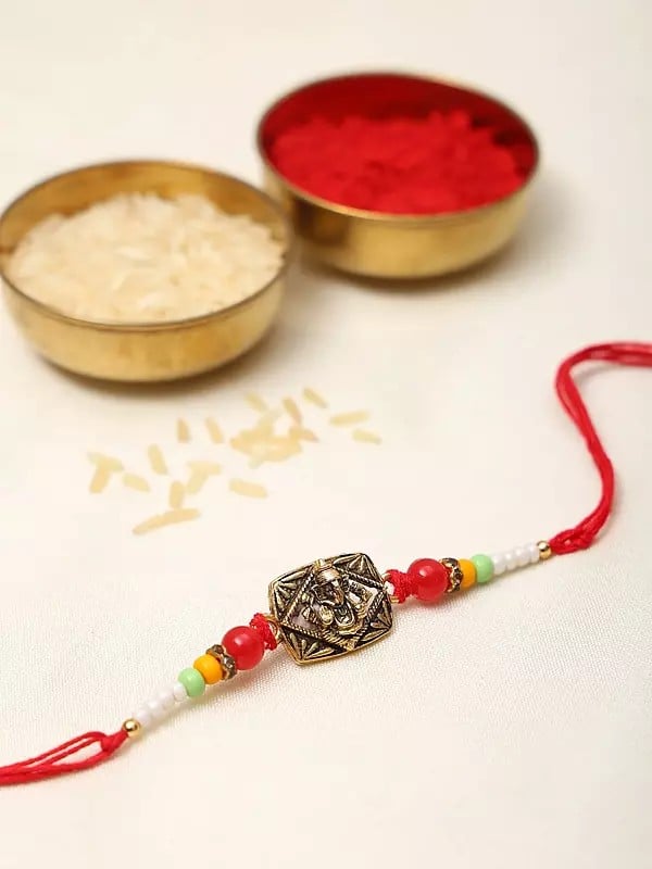 Exotic India Combo Of Five Multicolor Spiritual Rakhi 