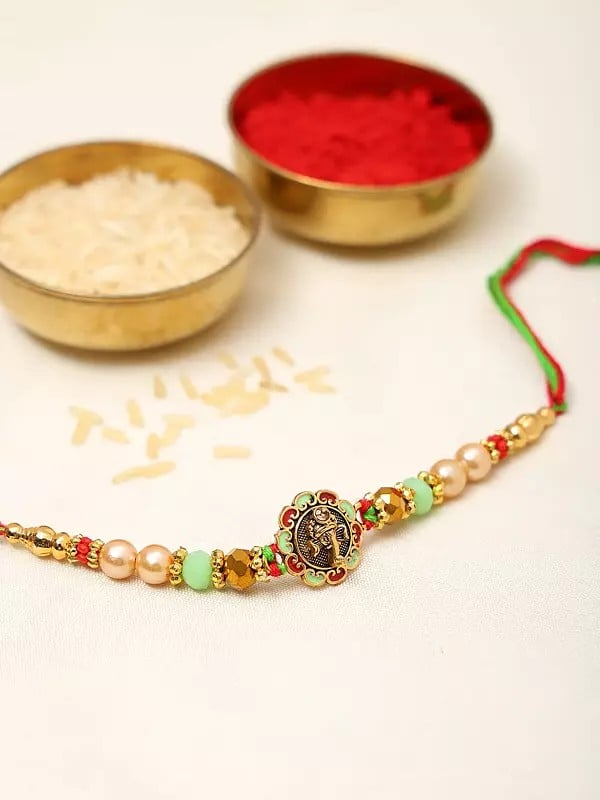 Exotic India Combo Of Five Multicolor Spiritual Rakhi 
