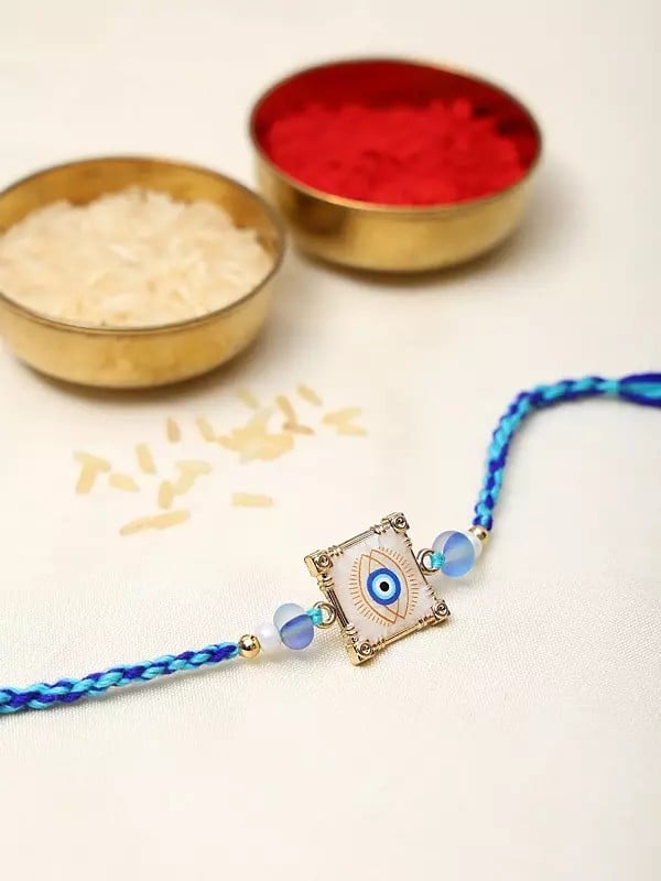 Exotic India Combo Of Five Spiritual Rakhi With Beads 