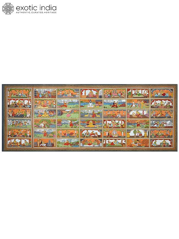 exotic india Complete Ragas and Raginis | Huge Size Pattachitra Painting from Odisha 