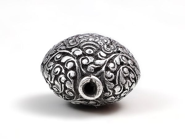 Exotic India Conch With Flower Design Sterling Silver Bead 