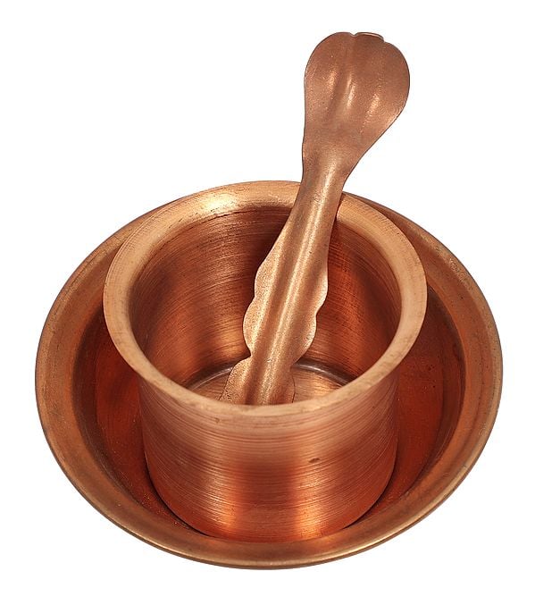exotic india Copper Pancha Patra | Handpicked Rituals and Puja Items 