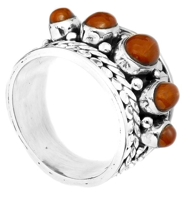 exotic india Coral Ring with Knotted Rope | Coral Stone Jewelry 