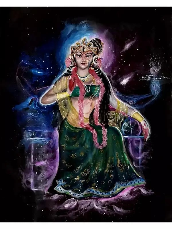 exotic india Cosmic Goddess Bhubaneshwari (Ten Mahavidya)| Acrylic On Paper | By Ankit Bagde 