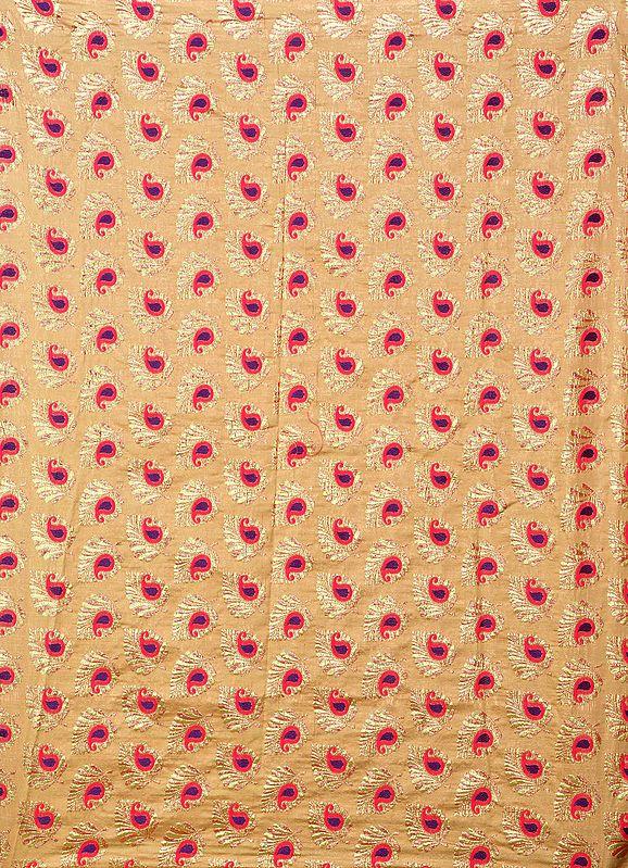 exotic india Costume Fabric with Zari-Woven Leaves and Paisleys