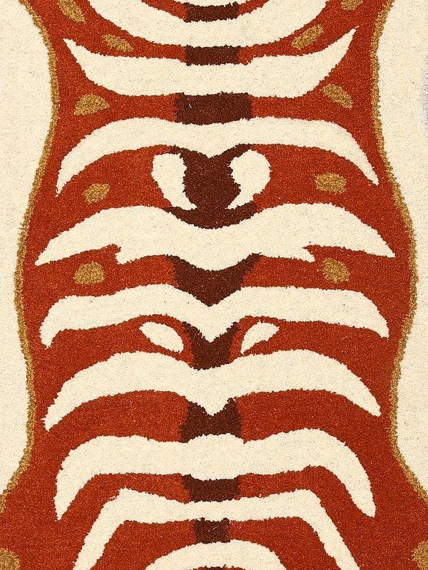 Exotic India Cream And Brown Tufted Deer Shaped Asana Mat From Mirzapur