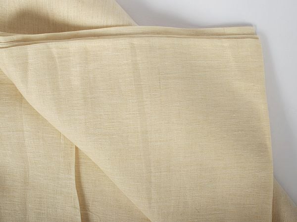 Exotic India Cream-Cloud Linen Fabric From Handloom Laghu Udyog 
