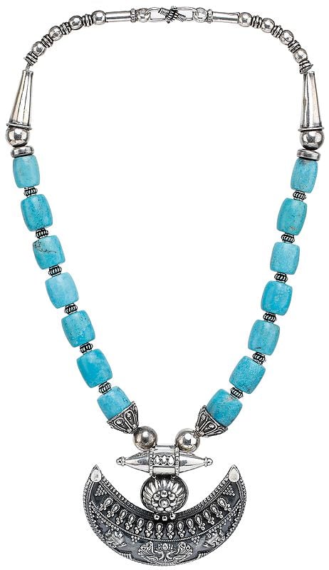 exotic india Crescent Turquoise Necklace | Turquoise Stone Jewelry 