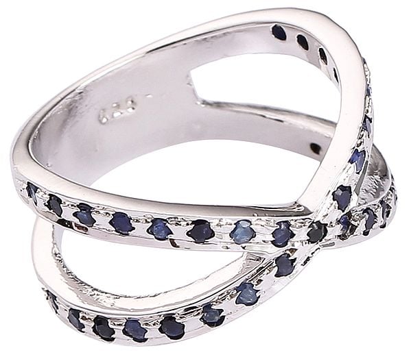 Exotic India Cris Cross Sterling Silver Gems Ring | Moonstone Stone Jewelry 
