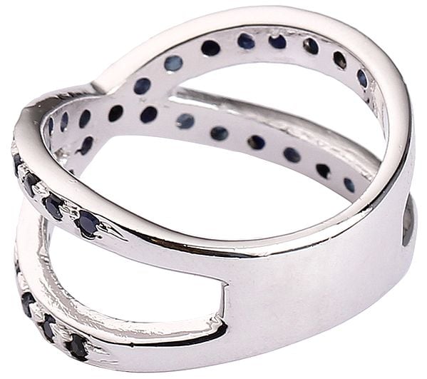Exotic India Cris Cross Sterling Silver Gems Ring | Moonstone Stone Jewelry 