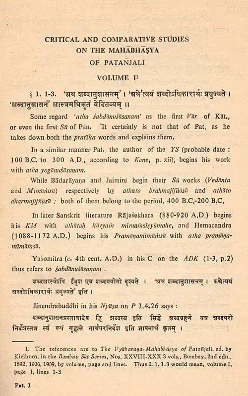 Exotic India Critical Studies On The Mahabhasya: An Old And Rare Book (Only 1 Quantity Available) 