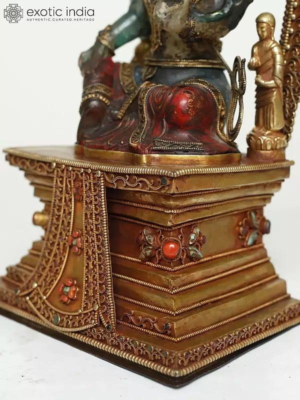 Exotic India Crystal Goddess Green Tara Seated On Ornamented Throne In Blessing Gesture 
