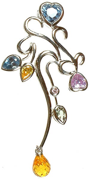 exotic india Cubic Zirconia Pendant with Dangling Drop