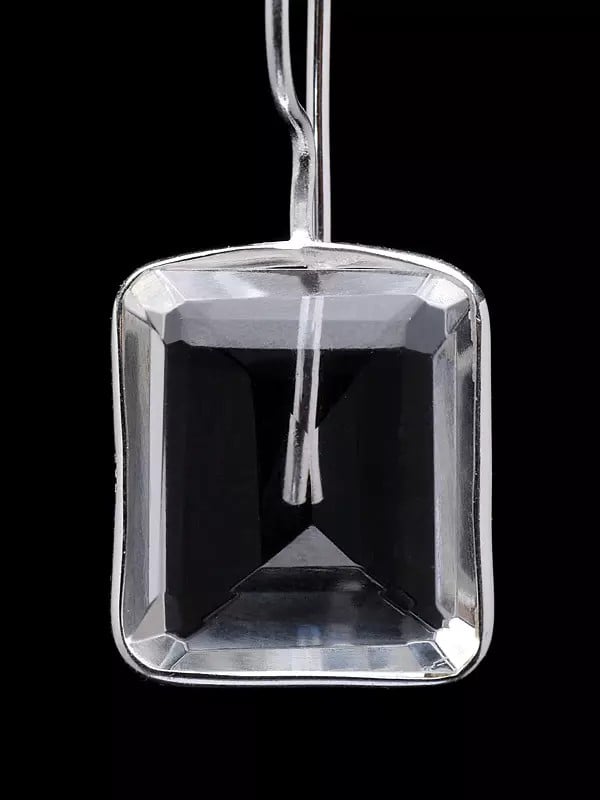 Exotic India Cushion Shape Faceted Crystal Dangle Earrings 