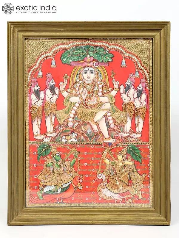 exotic india Dakshinamurthy Lord Shiva | Framed Tanjore Painting