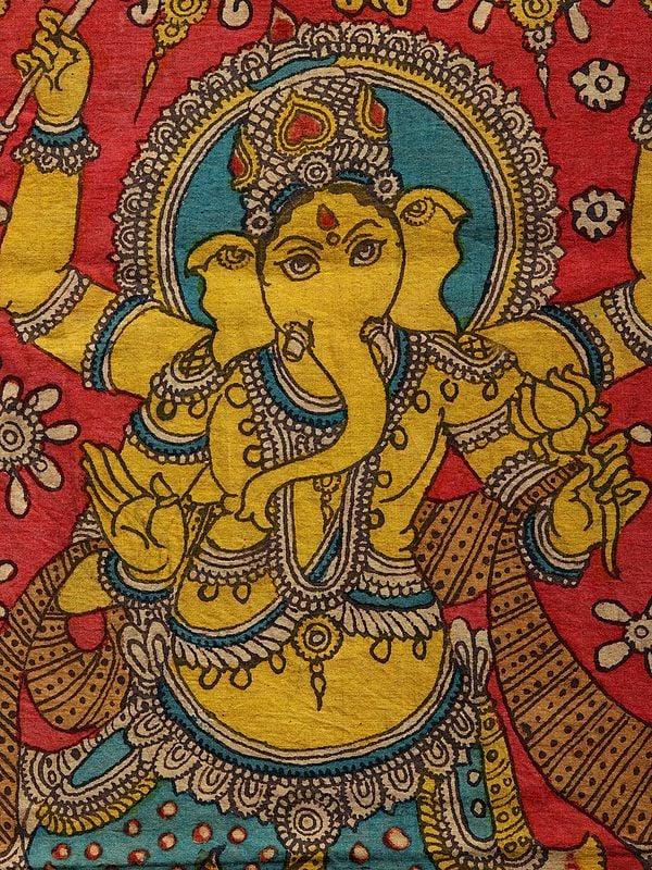 Exotic India Dancing Ganesha | Kalamkari Painting On Cotton