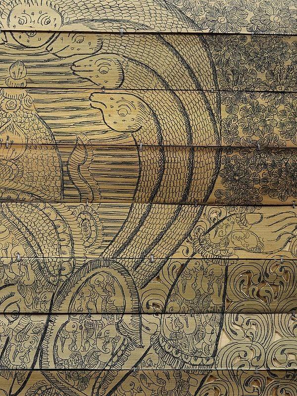 Exotic India Dancing Lord Ganapati With Small Elephants | Pattachitra Painting On Palm Leaf 