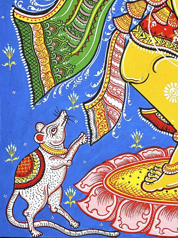 Exotic India Dancing Lord Ganesha | Pattachitra Painting From Odisha 