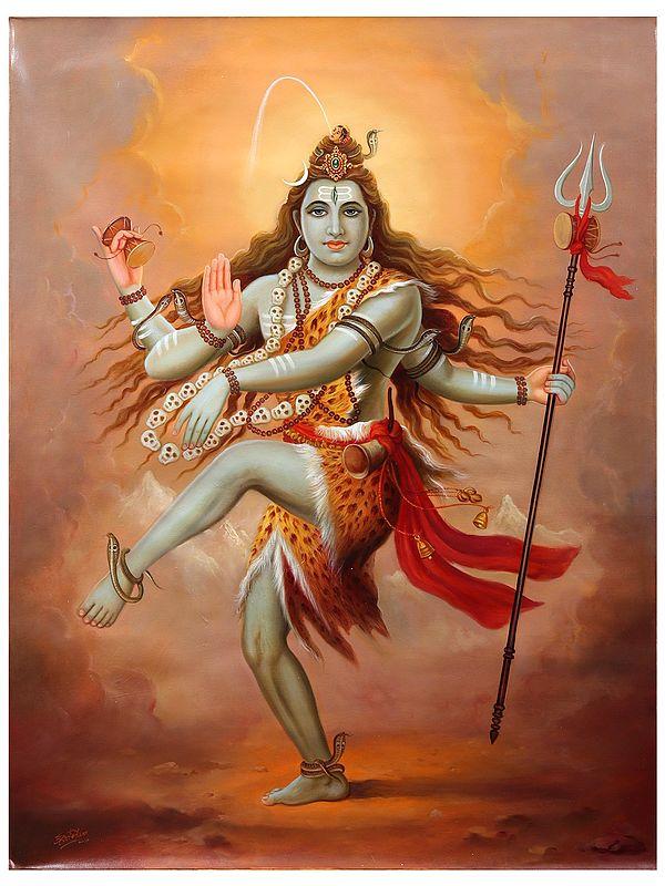 exotic india Dancing Lord Shiva | Oil Painting on Canvas