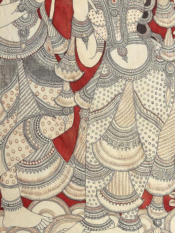 Exotic India Dancing Radha Krishna | Kalamkari Painting 