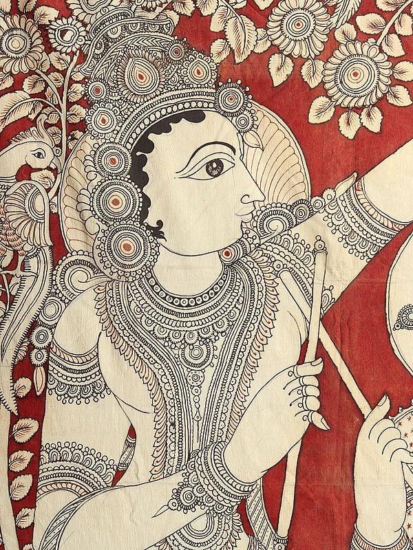 Exotic India Dancing Radha Krishna | Kalamkari Painting 
