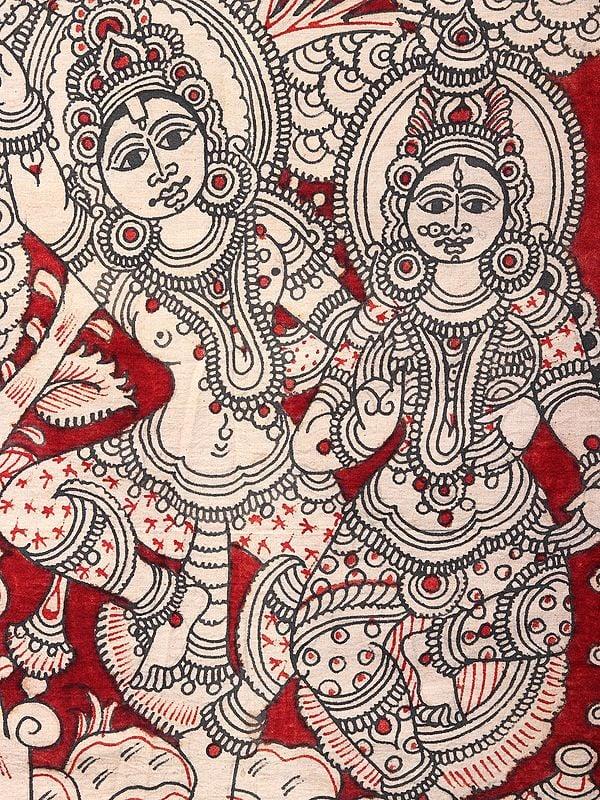 Exotic India Dancing Radha Krishna | Kalamkari Painting