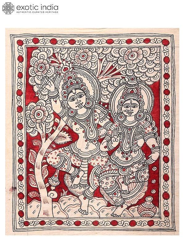 exotic india Dancing Radha Krishna | Kalamkari Painting 