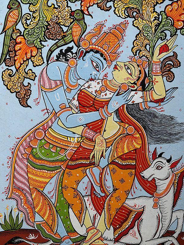 Exotic India Dancing Radha Krishna | Pattachitra Painting From Odisha 