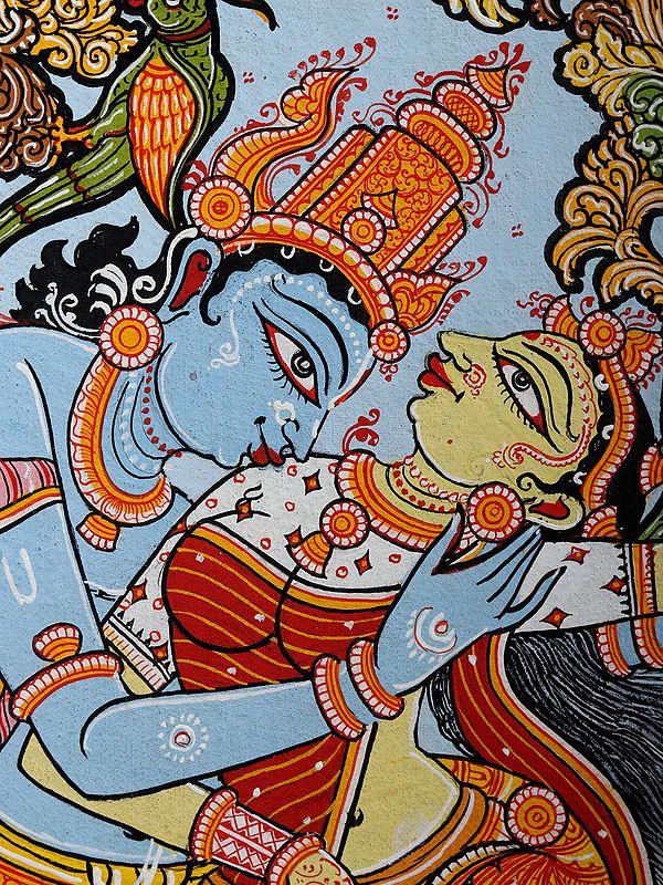Exotic India Dancing Radha Krishna | Pattachitra Painting From Odisha 