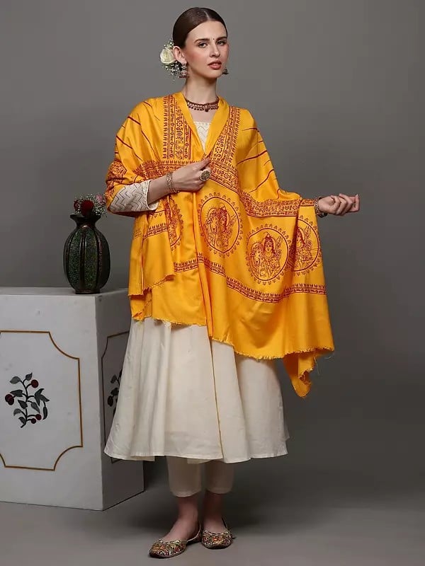 Exotic India Dancing Shiva Polycotton Prayer Shawl | Hand Crafted Religious Clothes 