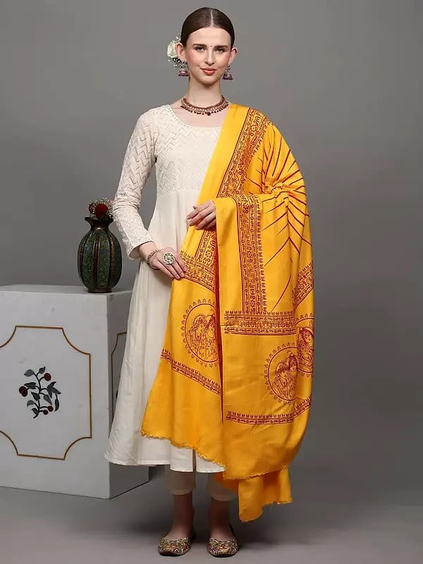 Exotic India Dancing Shiva Polycotton Prayer Shawl | Hand Crafted Religious Clothes 