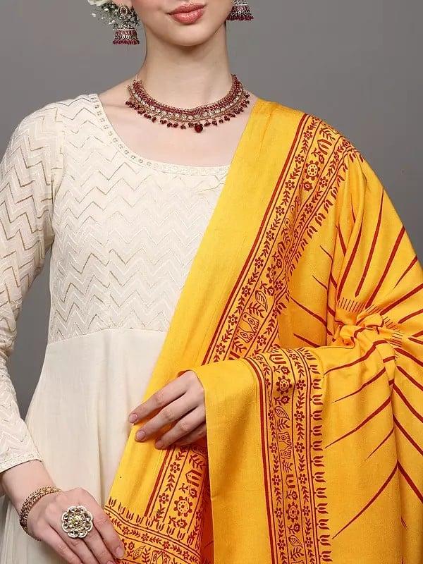 Exotic India Dancing Shiva Polycotton Prayer Shawl | Hand Crafted Religious Clothes 