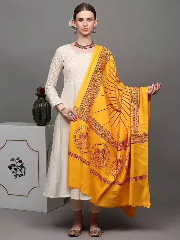 exotic india Dancing Shiva Polycotton Prayer Shawl | Hand Crafted Religious Clothes 