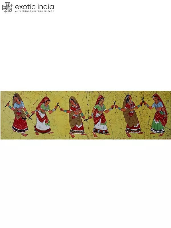 exotic india Dandiya Raas Batik Painting - Indian Folk Dance Artwork
