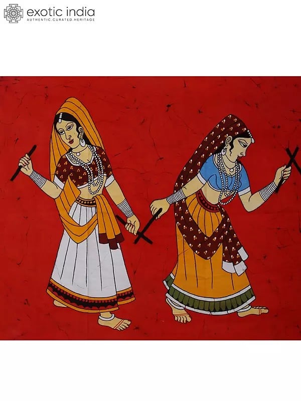 Exotic India Dandiya Raas - Gujarati Folk Dance | Batik Painting