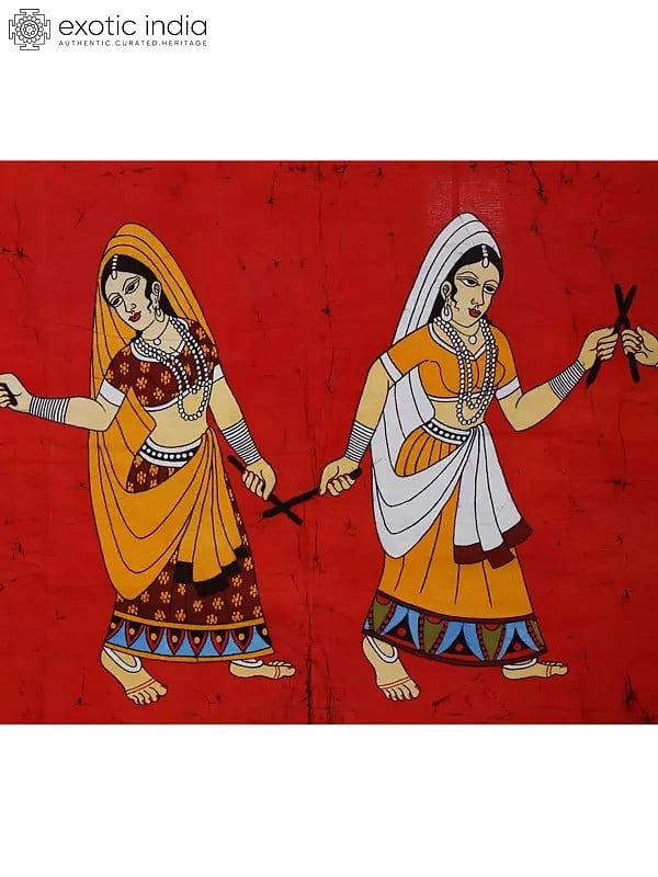 Exotic India Dandiya Raas - Gujarati Folk Dance | Batik Painting
