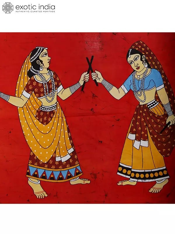Exotic India Dandiya Raas - Gujarati Folk Dance | Batik Painting