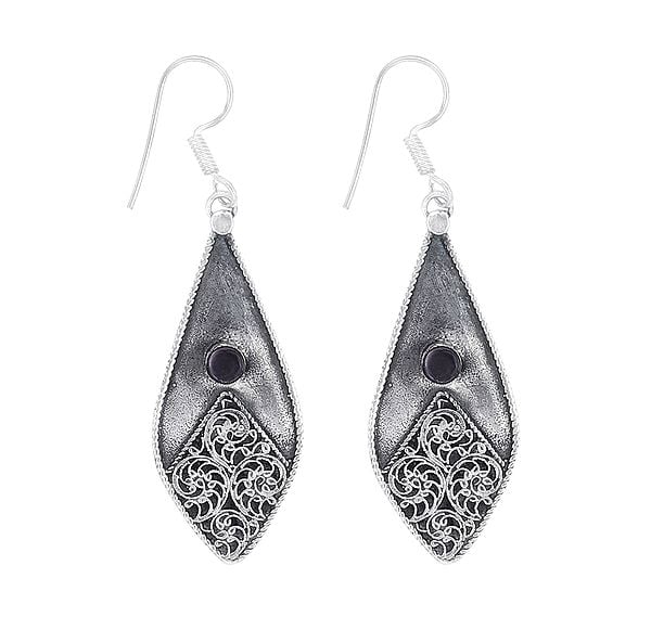 exotic india Dangling Ethnic Style Earring with Smoky Quarts gemstone 