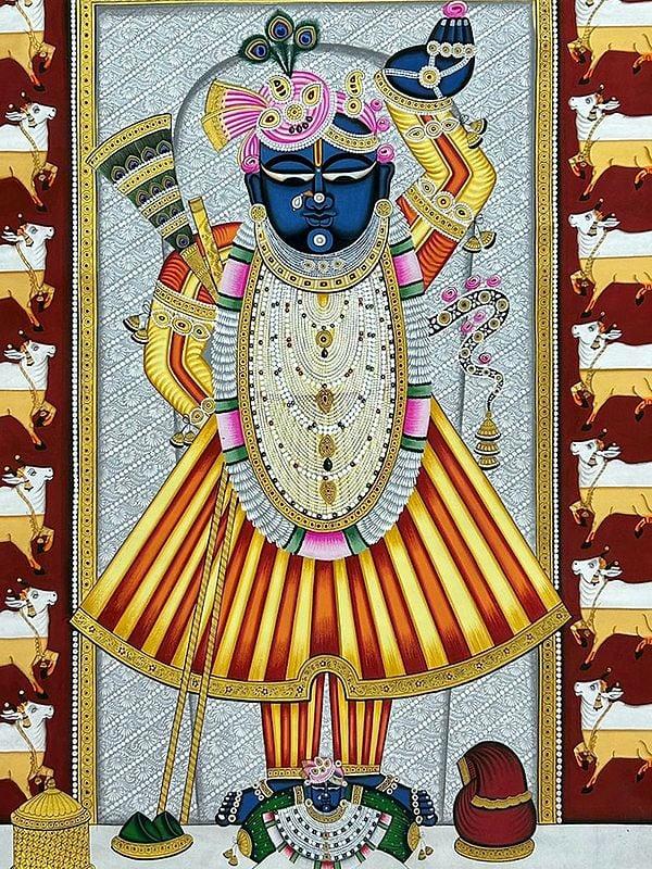 Exotic India Darshan Of Shrinathji | Natural Color On Cloth | By Dheeraj Munot 