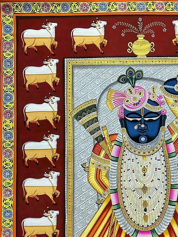 Exotic India Darshan Of Shrinathji | Natural Color On Cloth | By Dheeraj Munot 