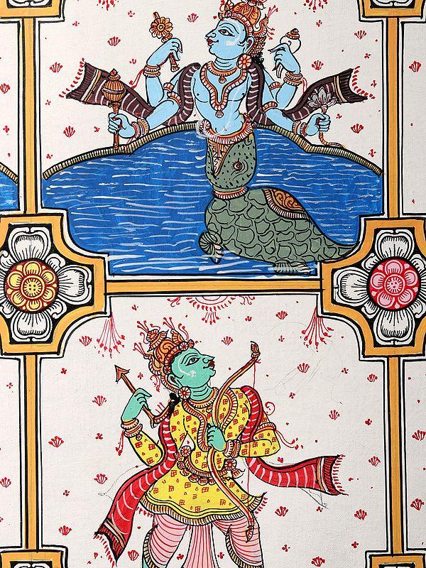 Exotic India Dashavatara Of Lord Vishnu | Patachitra Art 