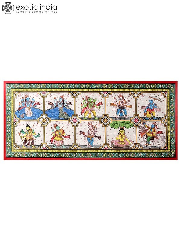 exotic india Dashavatara of Lord Vishnu | Patachitra Art 