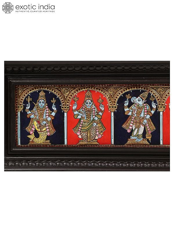 Exotic India Dashavatara Of Lord Vishnu Tanjore Painting 