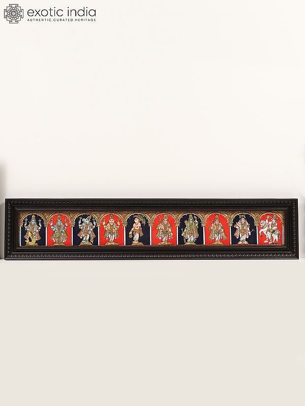 exotic india Dashavatara of Lord Vishnu Tanjore Painting 