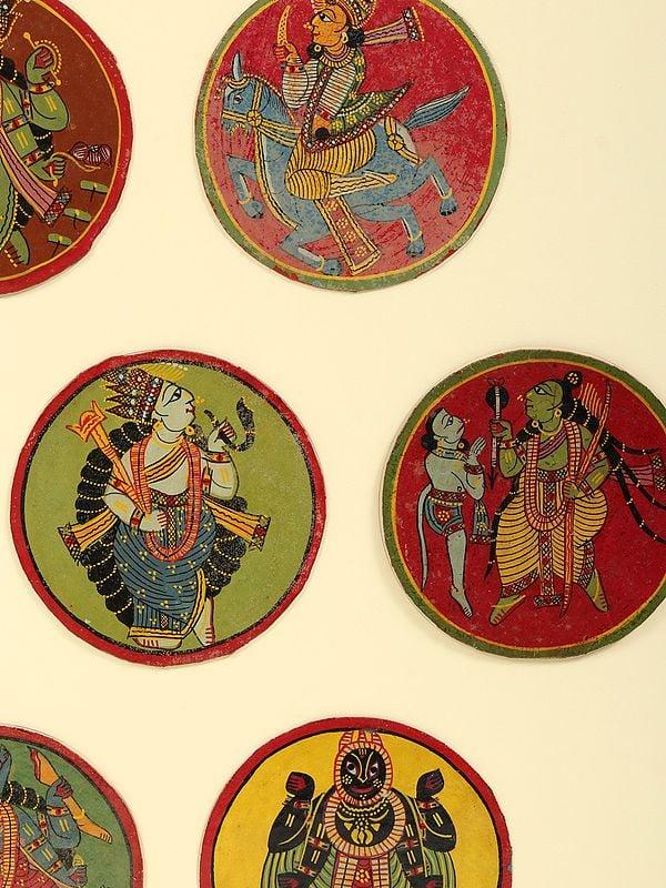 Exotic India Dashavatara - Ten Avatars Of Vishnu | Watercolor Painting 